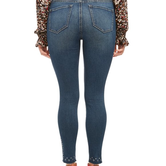 New Ankle Studded Hem Dark Wash Jeans Pant. - Picture 3 of 12